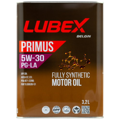 L034-1327-0632 LUBEX Синт-ое мот.масло PRIMUS PG-LA 5W-30 SN C2/C3 (3,2л) - 3,2 л L034-1327-0632 LUBEX Синт-ое мот.масло PRIMUS PG-LA 5W-30 SN C2/C3 (3,2л) - 3,2 л