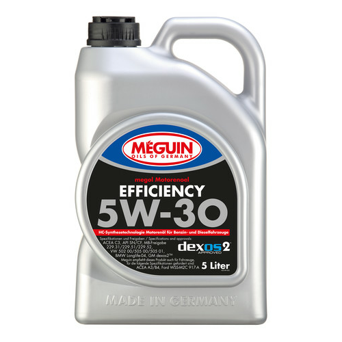 3194 Meguin НС-синт. мот.масло Megol Motorenoel Efficiency 5W-30 SN C2/C3 (5л) - 5 л